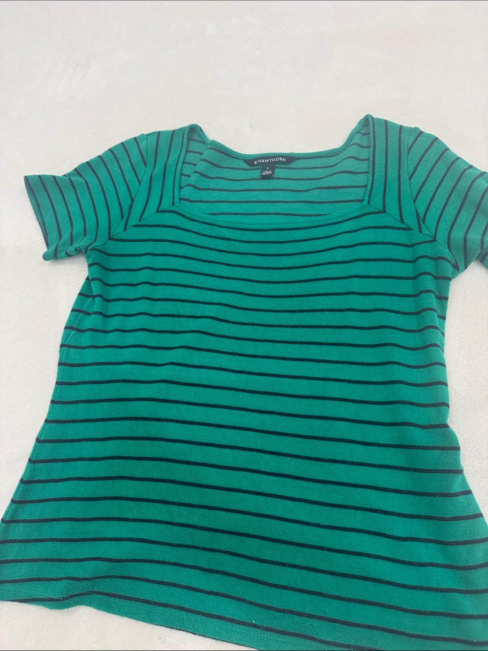 41Hawthorn Green Striped Short Sleeve Top